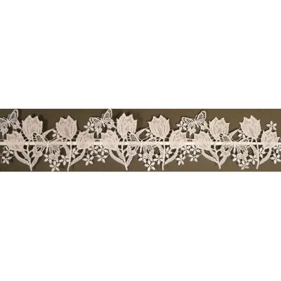 Stickereien Plauen Tulpen Gardine - Halbtransparent, Für Stange 14cm, 44cm breit Stickereien Plauen Tulpen Gardine - Halbtransparent, Für Stange 14cm, 44cm breit