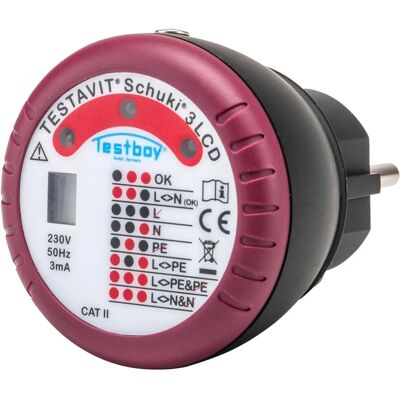 Testboy Schuki 3 LCD Socket Tester - Safe Protective Conductor Check Testboy Schuki 3 LCD Socket Tester - Safe Protective Conductor Check
