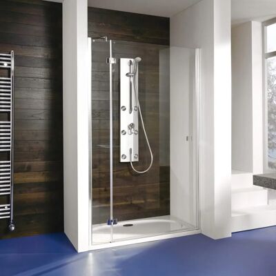 Breuer Espira Douchedeur - 90x195 cm Wit, Helder glas, Scharnier Breuer Espira Douchedeur - 90x195 cm Wit, Helder glas, Scharnier