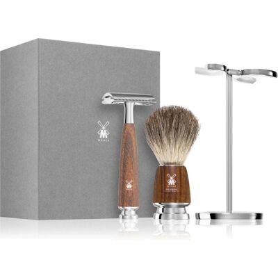 Muhle Ash Safety Razor Set - Classic Barber Kit with Badger Brush Muhle Ash Safety Razor Set - Classic Barber Kit with Badger Brush