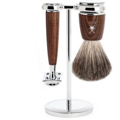 Muhle As Stalen Veiligheidsscheermes Set - Klassiek Scheerset met Dassenhaarborstel Muhle As Stalen Veiligheidsscheermes Set - Klassiek Scheerset met Dassenhaarborstel