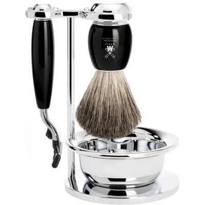 Mühle - VIVO 4 pièces Rasoir ensemble - Pure Badger - Mach3 - Razor set - Publicité Mühle - VIVO 4 pièces Rasoir ensemble - Pure Badger - Mach3 - Razor set - Publicité