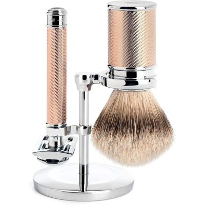 Mühle Roségold 3-teiliger Rasierset - Sicherheitsrasierer, Bürste, Metall Mühle Roségold 3-teiliger Rasierset - Sicherheitsrasierer, Bürste, Metall