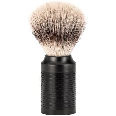 Mühle Rocca Synthetic Silvertip Fibre Barber Brush - 21mm, Black Steel Mühle Rocca Synthetic Silvertip Fibre Barber Brush - 21mm, Black Steel