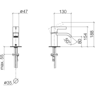 Dornbracht Modelo 33521670 - Grifo de lavabo con proyección 130mm Dornbracht Modelo 33521670 - Grifo de lavabo con proyección 130mm