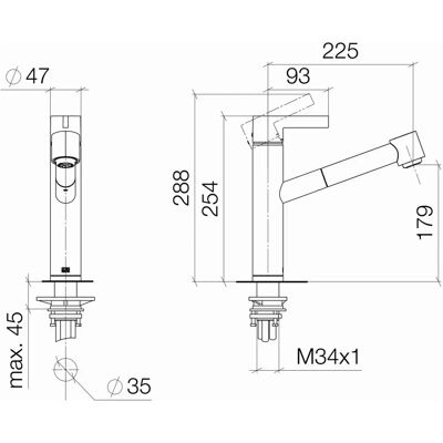 Dornbracht Eno Küche - Einhebelmischer mit Brause, 225mm, Platin Matt Dornbracht Eno Küche - Einhebelmischer mit Brause, 225mm, Platin Matt