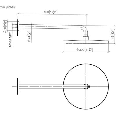 DORNBRACHT Wandanbindung Regenbrause - 450mm Ausladung - 300mm Regenbrause DORNBRACHT Wandanbindung Regenbrause - 450mm Ausladung - 300mm Regenbrause