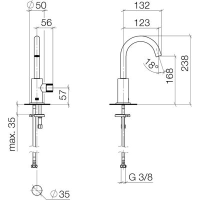Dornbracht Meta Grifo de pie 17500661-06 Agua fría - Grifo de pie Dornbracht Meta Grifo de pie 17500661-06 Agua fría - Grifo de pie