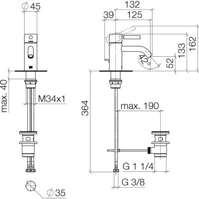 DORNBRACHT Meta Monomando para Lavabo - Negro Mate - 125mm Proyección DORNBRACHT Meta Monomando para Lavabo - Negro Mate - 125mm Proyección