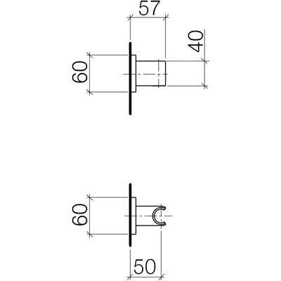 Soporte de ducha Dornbracht Symetrics - Latón cepillado - Roseta cuadrada 60x60mm - Soporte de ducha Soporte de ducha Dornbracht Symetrics - Latón cepillado - Roseta cuadrada 60x60mm - Soporte de ducha