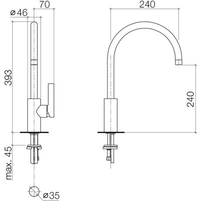 Dornbracht Tara Ultra Einhebelmischer - Schwarz Matt - 240mm Ausladung Dornbracht Tara Ultra Einhebelmischer - Schwarz Matt - 240mm Ausladung