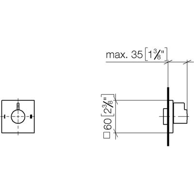 Dornbracht Symetrics Tweeweg Diverter - Vierkante Roset 60x60mm - Wandmengkraan Dornbracht Symetrics Tweeweg Diverter - Vierkante Roset 60x60mm - Wandmengkraan