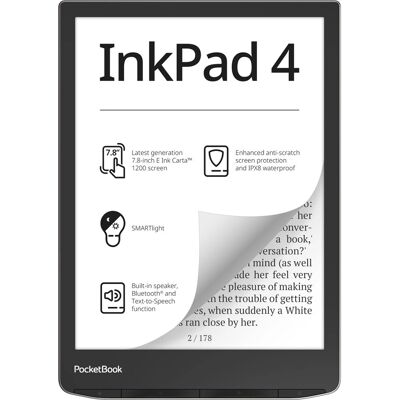 PocketBook InkPad 4 - 7,8" E Ink Carta - 32 GB - Prata - leitor de e-books PocketBook InkPad 4 - 7,8" E Ink Carta - 32 GB - Prata - leitor de e-books