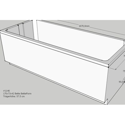 Schedel Bette Form/Safe Badewannenstütze - 170x73cm - Unterstützt Bette Form/Safe Badewannen Schedel Bette Form/Safe Badewannenstütze - 170x73cm - Unterstützt Bette Form/Safe Badewannen