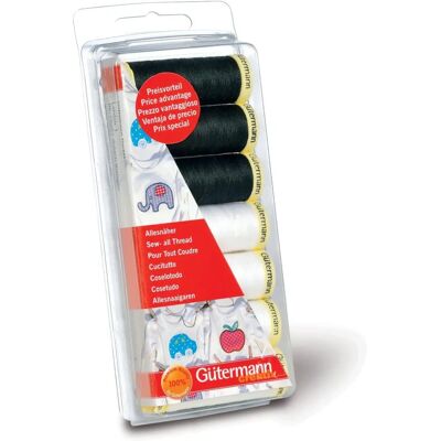 Gutermann Sew-All Sicksäck - Svart & Vit - 7 x 100m Gutermann Sew-All Sicksäck - Svart & Vit - 7 x 100m