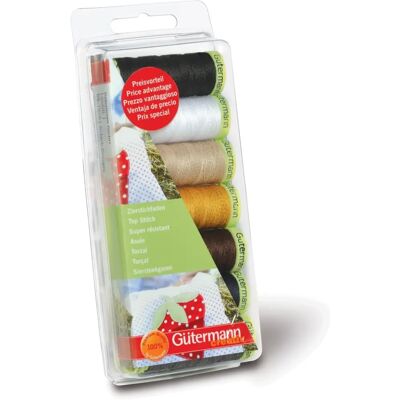 Set di fili da cucitura Gutermann Top Stitch multicolore - 30m, 7 bobine Set di fili da cucitura Gutermann Top Stitch multicolore - 30m, 7 bobine