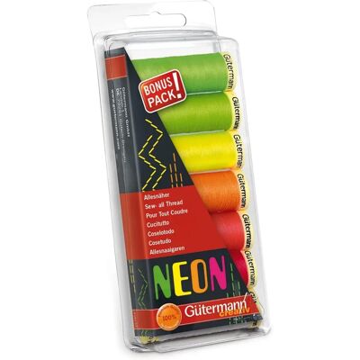 Gutermann Neon Sew-all Polyester Nähgarn - 7 Rollen - 100m Gutermann Neon Sew-all Polyester Nähgarn - 7 Rollen - 100m