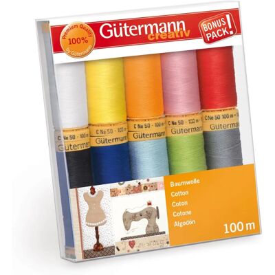 Set di Fili in Cotone Naturale Gutermann - 10 Bobine - Patchwork e Quilting Set di Fili in Cotone Naturale Gutermann - 10 Bobine - Patchwork e Quilting