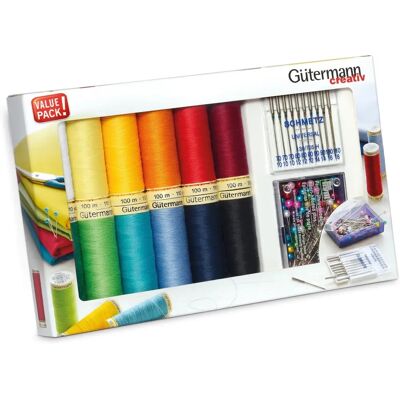 Gutermann Färgglada sytrådssats - 12 rullar - Typ: Allround Gutermann Färgglada sytrådssats - 12 rullar - Typ: Allround