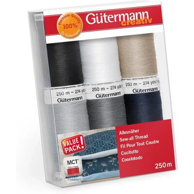 Ensemble de 6 fils Gütermann Gutermann - Couleurs essentielles - Ensemble de fils Ensemble de 6 fils Gütermann Gutermann - Couleurs essentielles - Ensemble de fils