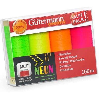 Gutermann Neon Sew All Nähgarn-Set - 100m - Verschiedene Farben Gutermann Neon Sew All Nähgarn-Set - 100m - Verschiedene Farben