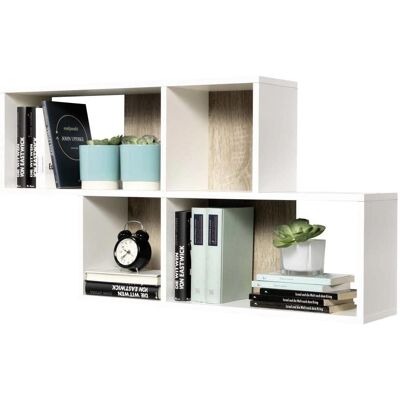 13CASA Zed Wall Shelf - 4 Compartments, White - Wall Shelf 13CASA Zed Wall Shelf - 4 Compartments, White - Wall Shelf