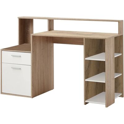 Bureau Compact FMD - Eiche / Weiss - 138,5 cm - Publicité Bureau Compact FMD - Eiche / Weiss - 138,5 cm - Publicité