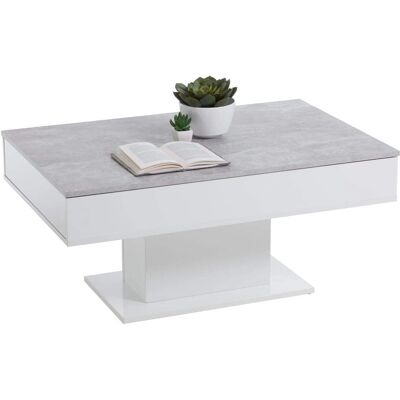 Table Basse Extensible FMD Gris et Blanc - Design Moderne - Publicité Table Basse Extensible FMD Gris et Blanc - Design Moderne - Publicité