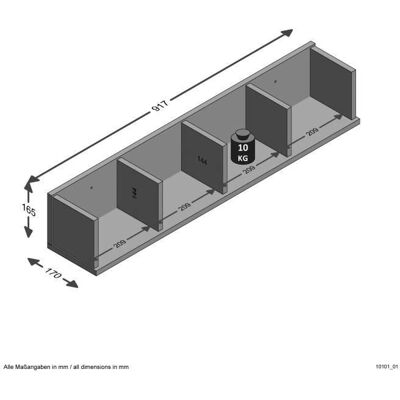 FMD Point 4 Wandregal - Vier Fächer Modernes Stauraummöbel FMD Point 4 Wandregal - Vier Fächer Modernes Stauraummöbel