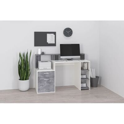 FMD Bolton Weiß Betonoptik Schreibtisch - Büromöbel FMD Bolton Weiß Betonoptik Schreibtisch - Büromöbel