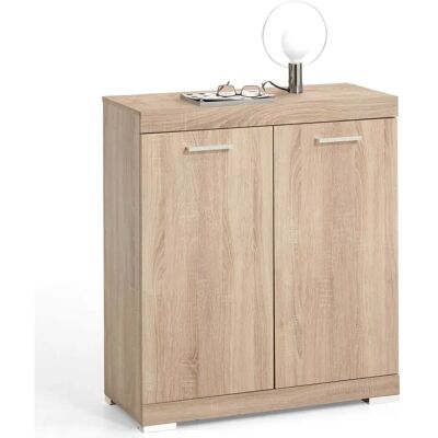 FMD Bristol Commode Chêne - 2 Portes & Étagère Réglable - Publicité FMD Bristol Commode Chêne - 2 Portes & Étagère Réglable - Publicité