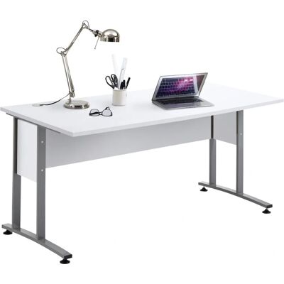 FMD Calvi Schreibtisch - 160x80cm, Weiß & Grau, Modernes Büro FMD Calvi Schreibtisch - 160x80cm, Weiß & Grau, Modernes Büro