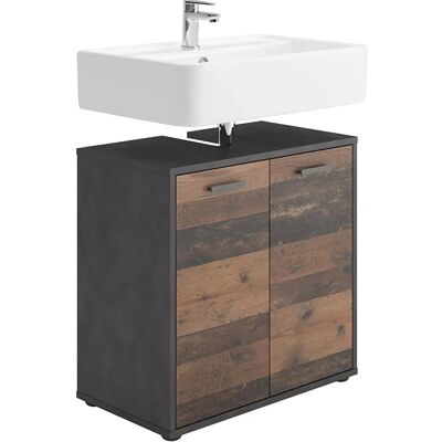 Armario de lavabo FMD - Estilo antiguo matera oscuro - 2 puertas Armario de lavabo FMD - Estilo antiguo matera oscuro - 2 puertas