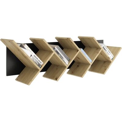 FMD Büchen 2 Bücherregal - Geometrisch, Schwarz, 7 Ablagen FMD Büchen 2 Bücherregal - Geometrisch, Schwarz, 7 Ablagen
