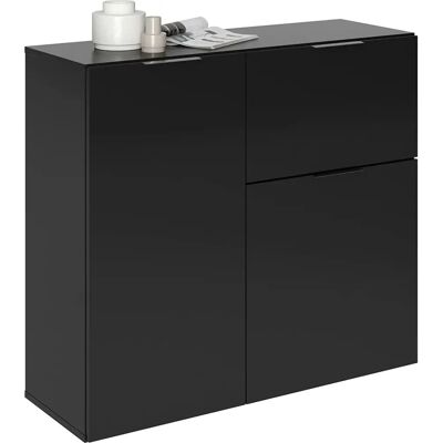 FMD Dunkles Sideboard - 89cm, Schwarz - Moderner Stauraum FMD Dunkles Sideboard - 89cm, Schwarz - Moderner Stauraum