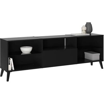 FMD Dunkles TV-Board mit Regalen - TV-Board FMD Dunkles TV-Board mit Regalen - TV-Board