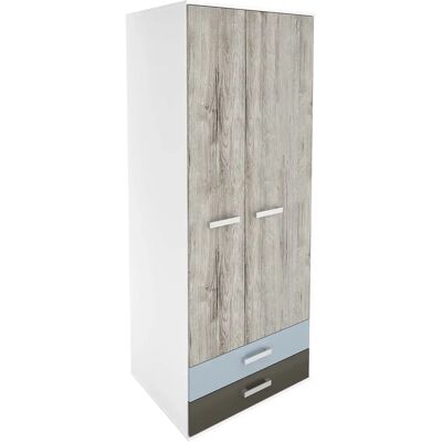 FMD Nona Baby Kinderkleiderschrank - Blau - Kinderkleiderschrank FMD Nona Baby Kinderkleiderschrank - Blau - Kinderkleiderschrank