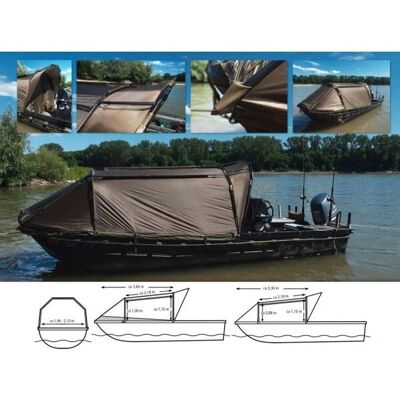Black Cat Boat Cave II - Waterproof Awning, Transparent Windows Black Cat Boat Cave II - Waterproof Awning, Transparent Windows