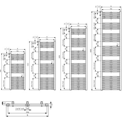 Megabad Profi Collection Plana Badkamerradiator - Zijaansluiting Megabad Profi Collection Plana Badkamerradiator - Zijaansluiting