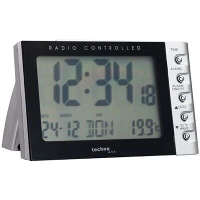 Techno Line WT 188 Radio-controlled wekkker - Zwart, Zilver Techno Line WT 188 Radio-controlled wekkker - Zwart, Zilver