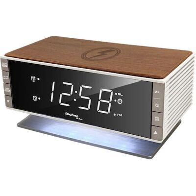 Despertador Technoline WT 487 - Carregamento Sem Fio, Rádio FM, Design em Madeira Despertador Technoline WT 487 - Carregamento Sem Fio, Rádio FM, Design em Madeira
