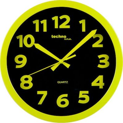 Technoline WT 7420 Quartz Clock - Round Black, Yellow Technoline WT 7420 Quartz Clock - Round Black, Yellow