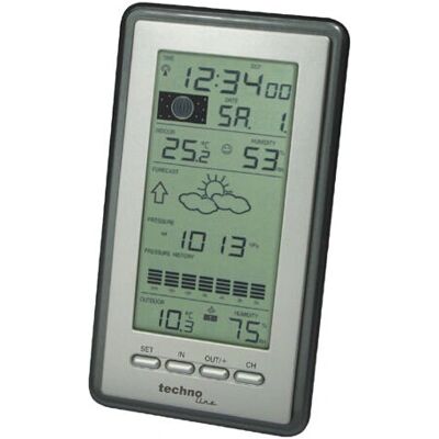 Technoline WS 9040 IT Zilverkleurige Weerstation met Binnenvochtigheid & Buitenbarometer - Weerstation Technoline WS 9040 IT Zilverkleurige Weerstation met Binnenvochtigheid & Buitenbarometer - Weerstation