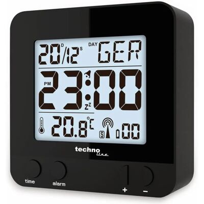 Techno Line WT235 Alarm Clock - Radio-controlled, Black, 12/24h, Snooze Techno Line WT235 Alarm Clock - Radio-controlled, Black, 12/24h, Snooze