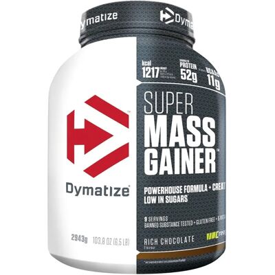 Dymatize Super Mass Gainer - Chocolat Intense - 2943g - Publicité Dymatize Super Mass Gainer - Chocolat Intense - 2943g - Publicité