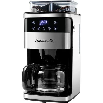 HANSEATIC Silber 1,5L Kaffeemaschine mit Mahlwerk - Kaffeemaschine HANSEATIC Silber 1,5L Kaffeemaschine mit Mahlwerk - Kaffeemaschine