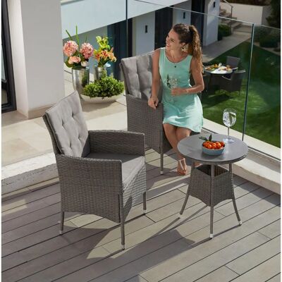 KONIFERA Mailand Garten-Essgruppe - Polyrattan Tisch & 2 Stühle KONIFERA Mailand Garten-Essgruppe - Polyrattan Tisch & 2 Stühle