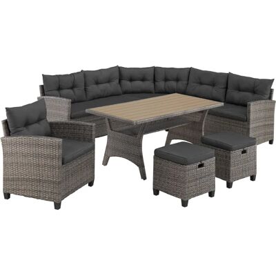 KONIFERA Keros Premium Gartenlounge-Set - Polyrattan, Stahl, für 8 KONIFERA Keros Premium Gartenlounge-Set - Polyrattan, Stahl, für 8