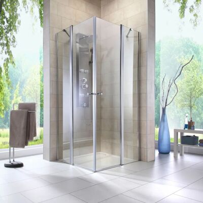 WELLTIME Florenz 4.2 - Duschkabine, chromfarben, 90x190cm - Barrierefrei WELLTIME Florenz 4.2 - Duschkabine, chromfarben, 90x190cm - Barrierefrei
