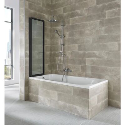 WELLTIME Nassau Duschwand - Sicherheitsglas, 120x140cm, Schwarz WELLTIME Nassau Duschwand - Sicherheitsglas, 120x140cm, Schwarz